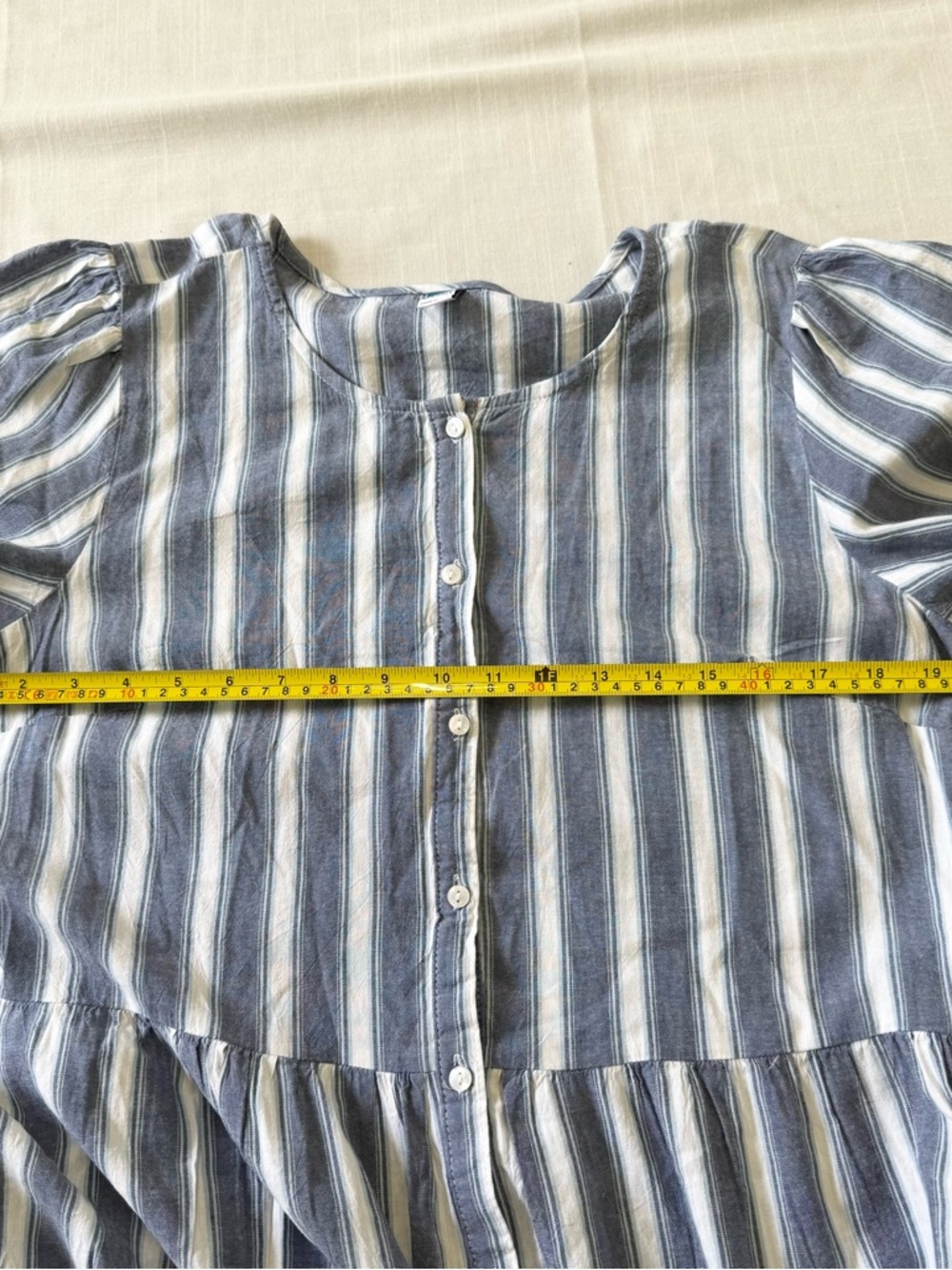 Old Navy Puff-sleeve Tiered Striped Midi Swing Dress Size L NWT - Picture 10 of 10